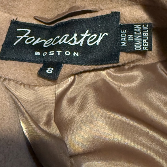 Forecaster of Boston Tan Wool Pea Coat with Scarf Size 8 - Picture 13 of 15